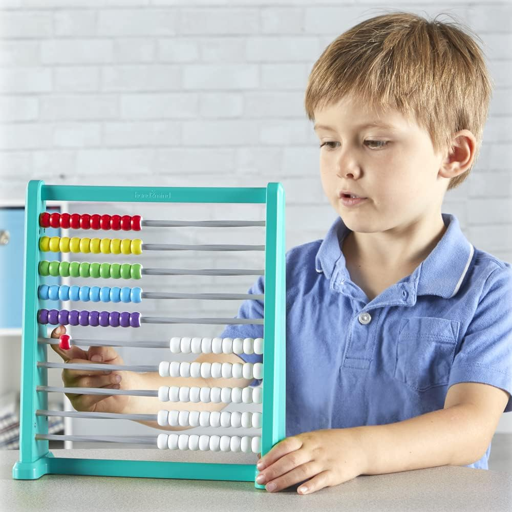 Hand2Mind Color Changing Plastic 100 Bead Abacus for Kids Math, Counting Rack, Manipulatives Kindergarten, Educational Toys for Elementary Kids (Set of 1) image number 3