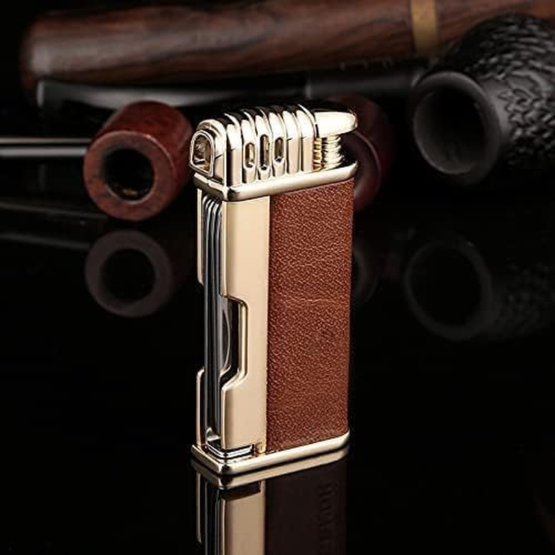 Windproof Lighter Butane Gas Jet Single Flame Candle Lighter, Adjustable Flame and Refillable Fuel Metal Lighter (Butane Not Included)