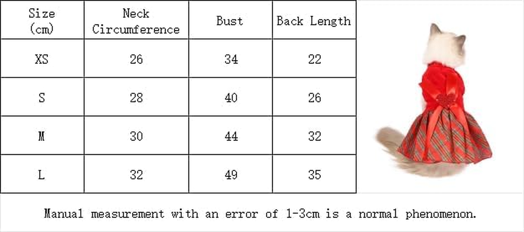 Bow-Knot Christmas Pet Costume Plaid Skirt Dog Clothes Santa Dress (Red, M) image number 5