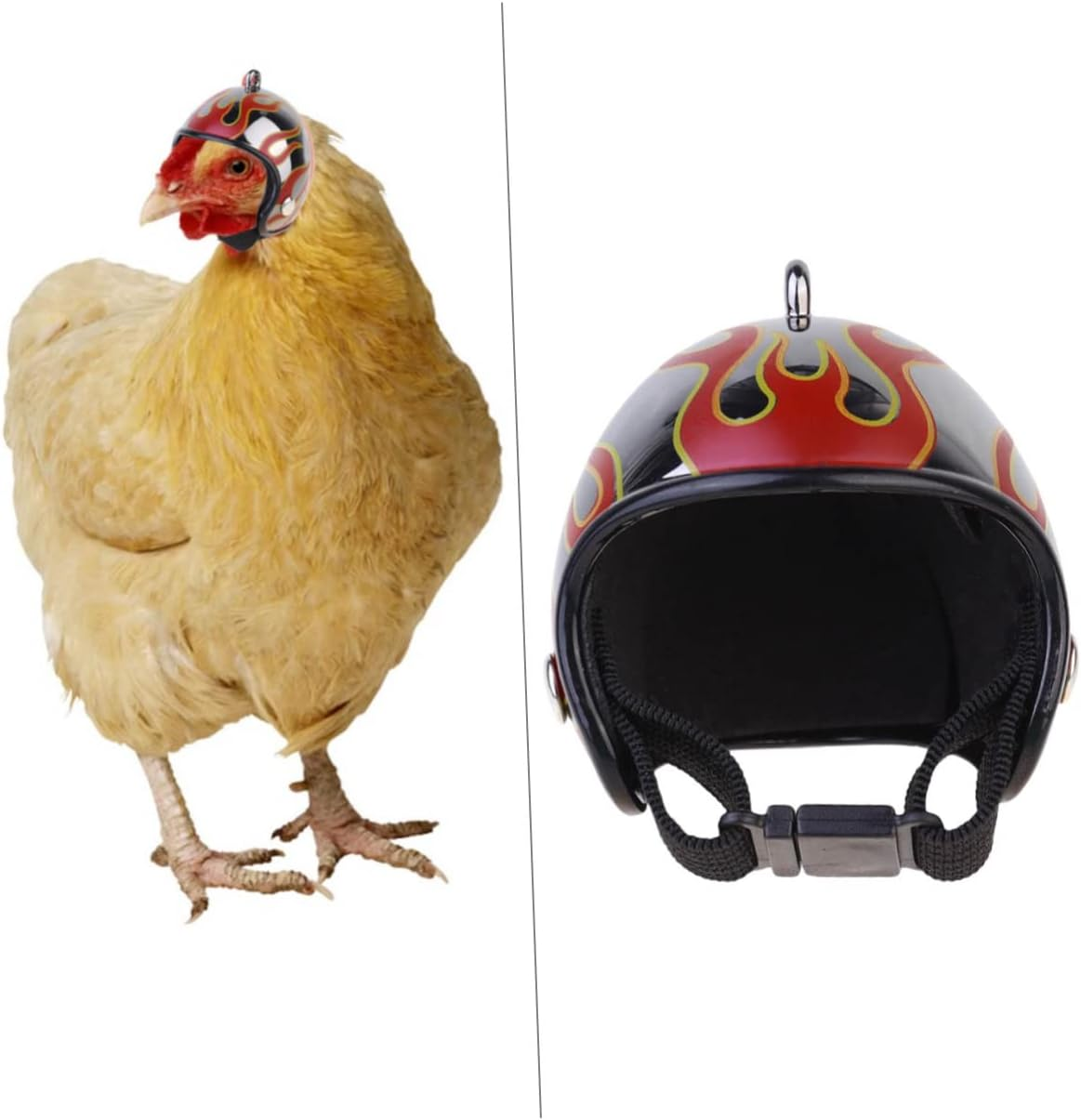 YARNOW 1Pc Chicken Helmet Small Pet Hard Hat for Birds Quail and Chickens Flame Pattern Headgear for Poultry Safety and Comfort Protects against Injury image number 1