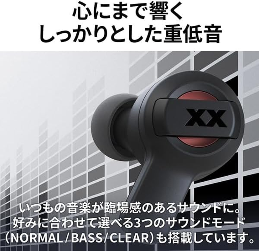JVCKENWOOD JVC HA-XC62T-B Wireless Earphones, Bluetooth Earphones, Deep Bass, XX Series, Includes Microphone, Body Weight: 0.1 Oz (4.4 G) (One Ear), up to 24 Hours Playback, Waterproof, Dustproof, - Black image number 3
