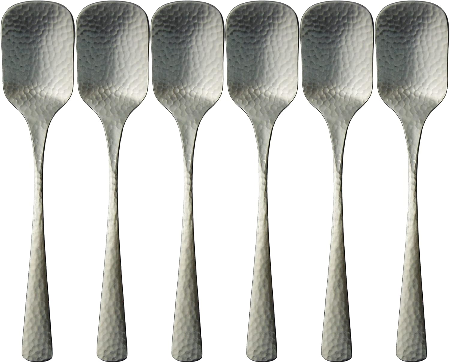 Nagao Japanese and Western Eclectic Ice Cream Spoon, 5.2 Inches (13.3 Cm), 5 Pieces + 1 Piece, 18-8 Stainless Steel, Hammered, Made in Japan image number 1