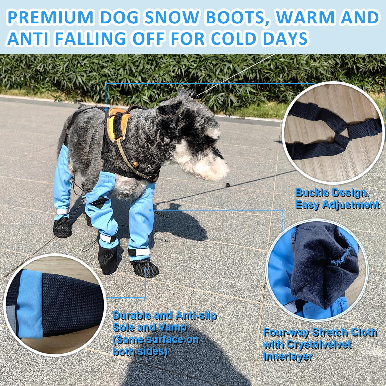 Dog Suspender Booties, 2025 Adjustable Dog Paw Protector with Anti-Slip Suspenders Dog Bootsn for Hot Pavement/Autumn/Winter Walking Hiking, S image number 4