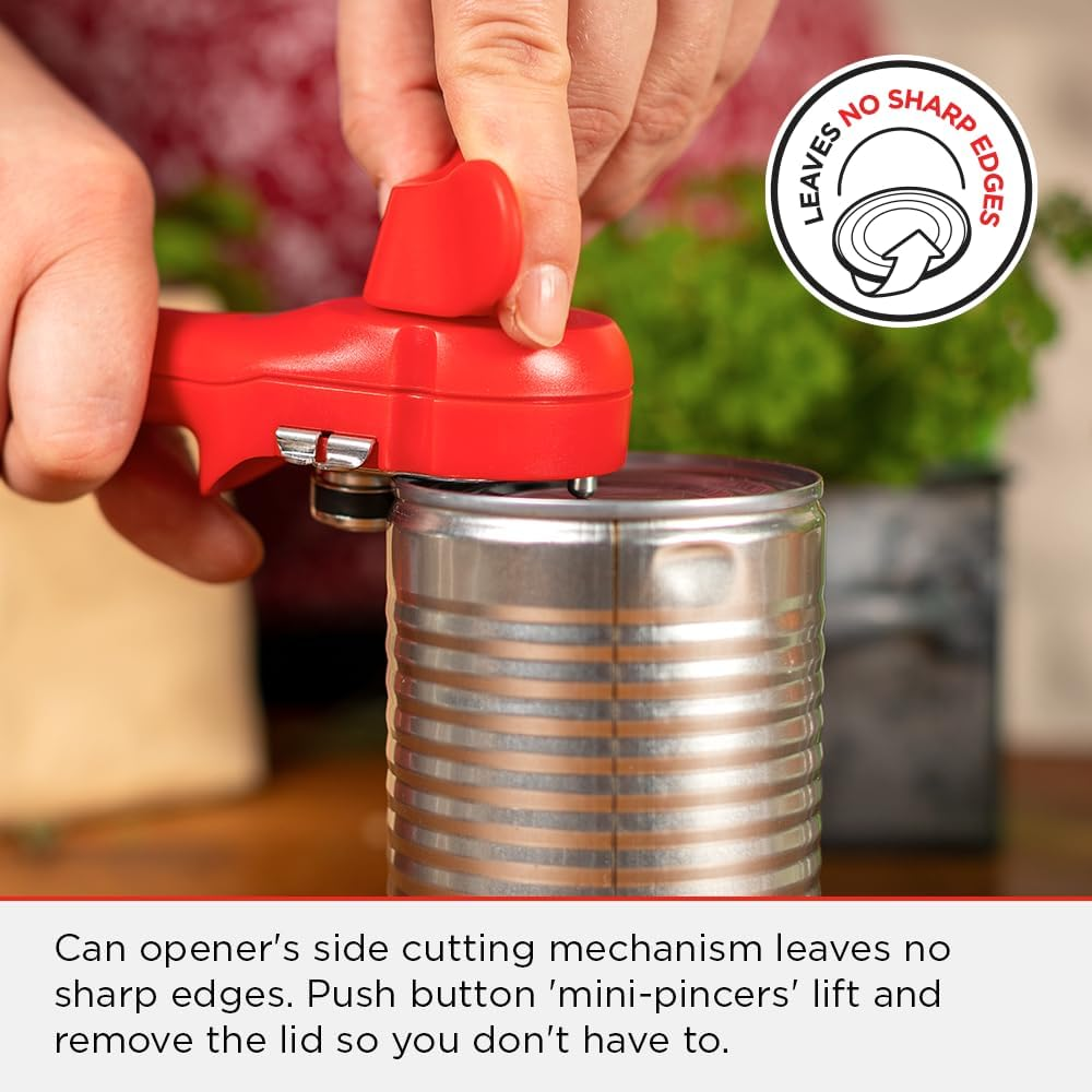 Kuhn Rikon 5-In-1 Can, Jar & Bottle Opener. Self-Attaching Can Opener with Lid-Lifter for Weak Hands - 3 Year Guarantee - Red image number 6