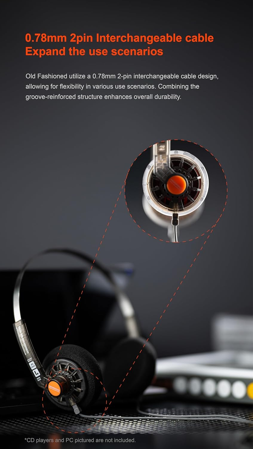 Moondrop Old Fashioned 40Mm On-Ear Headphone with 0.78Mm 2Pin Cable 3.5Mm Plug image number 2
