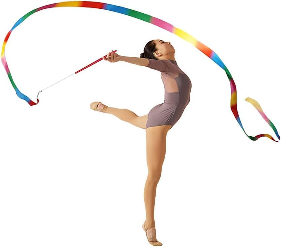 2Pcs Streamers Sticks Ribbon Streamers Gym Ribbons Dance Rainbow Ribbon Rhythm Ribbon Rhythmic Gymnastics Ribbons Twirling Wands for Wedding Birthday Party image number 1