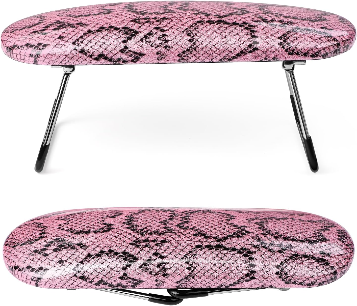 Krofaue Nail Arm Rest - Professional Nail Hand Rest Stand Foldable PU Leather High-Density Sponge Nail Arm Rest for Nail Tech with Non-Slip Stable Reduces Hand Fatigue Fit for Manicure Salon Use Pink