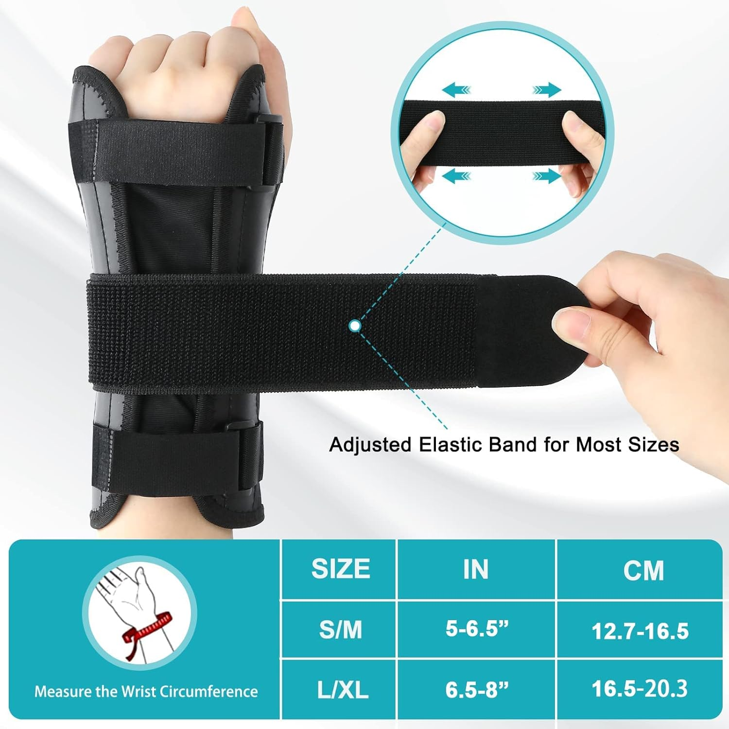 Wrist Splint for Carpal-Tunnel Syndrome, Adjustable Compression Wrist Brace for Right and Left Hand, Pain Relief for Arthritis, Tendonitis, Sprains image number 1