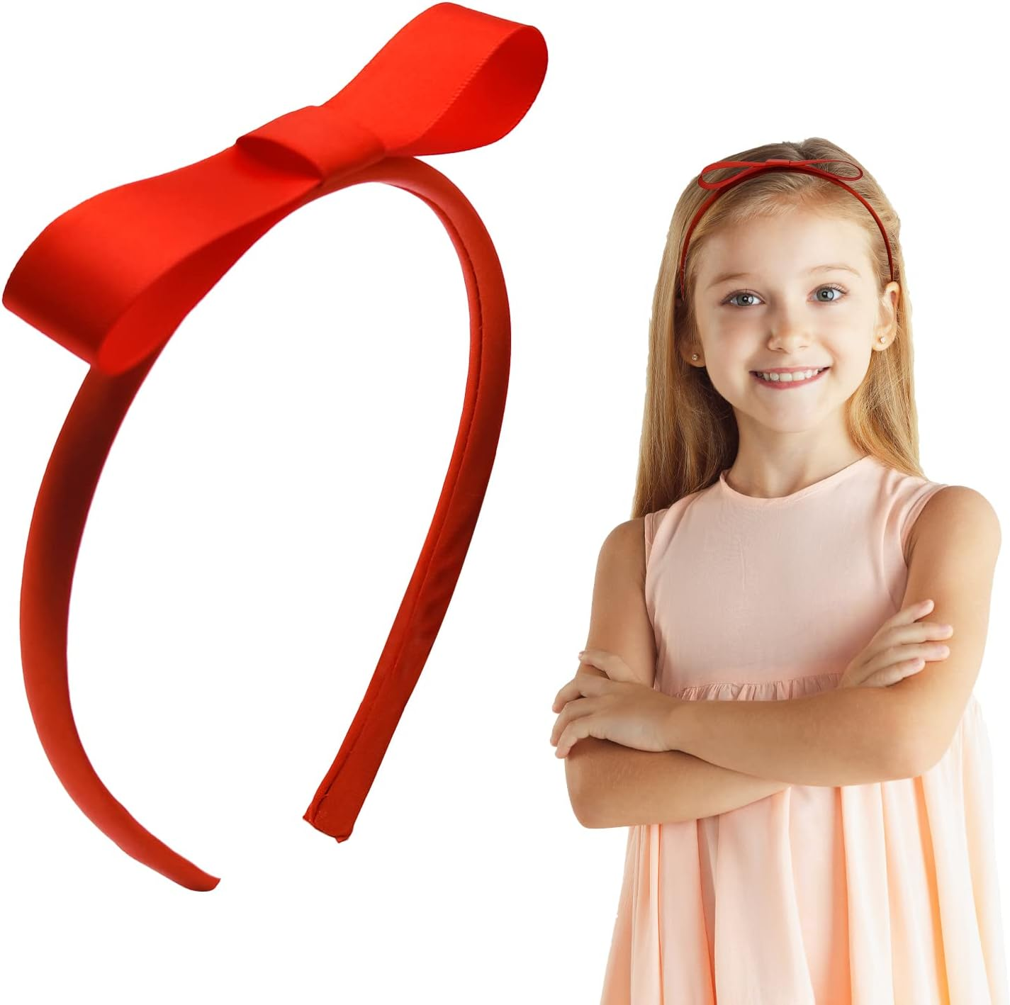 ALLY-MAGIC Red Bow Headbands, Bowknot Hairband Christmas Headbands, Vintage Hairbands Knot Headdress for Women Girls, Alice Headband Hair Accessories for Chirtsmas Child Gifts Y9XHDJFG image number 3