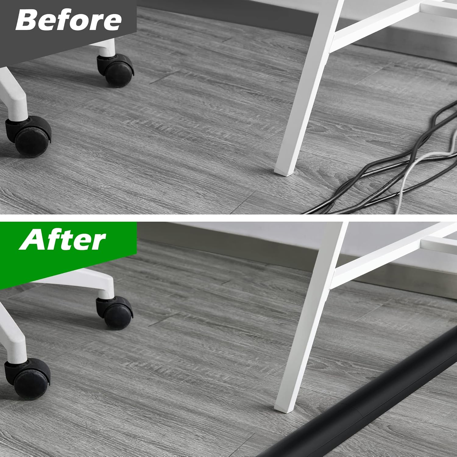 34In Cord Cover Floor, Large Capacity Floor Cable Cover, Hard PVC Cord Hider Floor, Floor Wire Cover for Cable Management Floor, Cable Floor Cover Black, 2X L17In, Cord Cavity - 1.77"(W) X 0.59"(H)