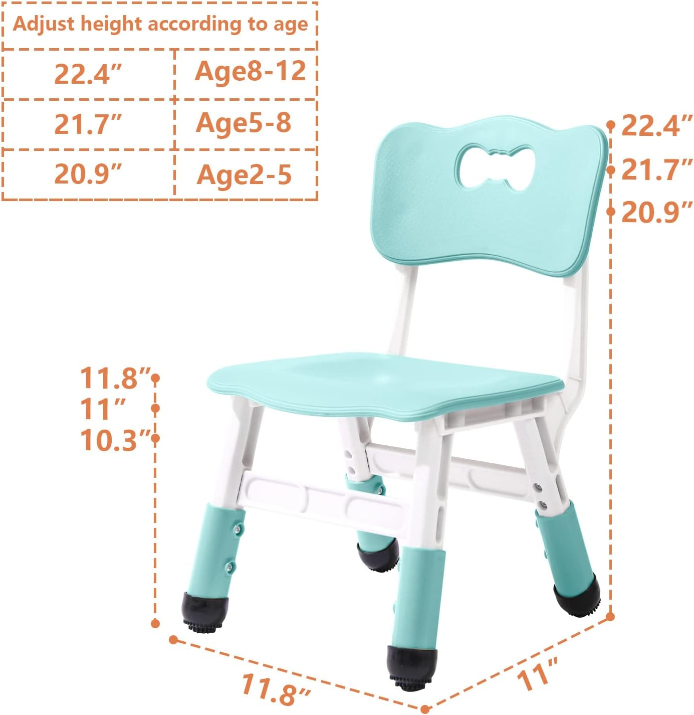Adjustable Kid Chairs Indoor 3 Level Adjustable Suitable for Children Age 2-6. Maximum Load-Bearing 220LBS Suitable for Family Classroom and Nursery Child Seat Set (2-Pack-Mint Green) image number 1