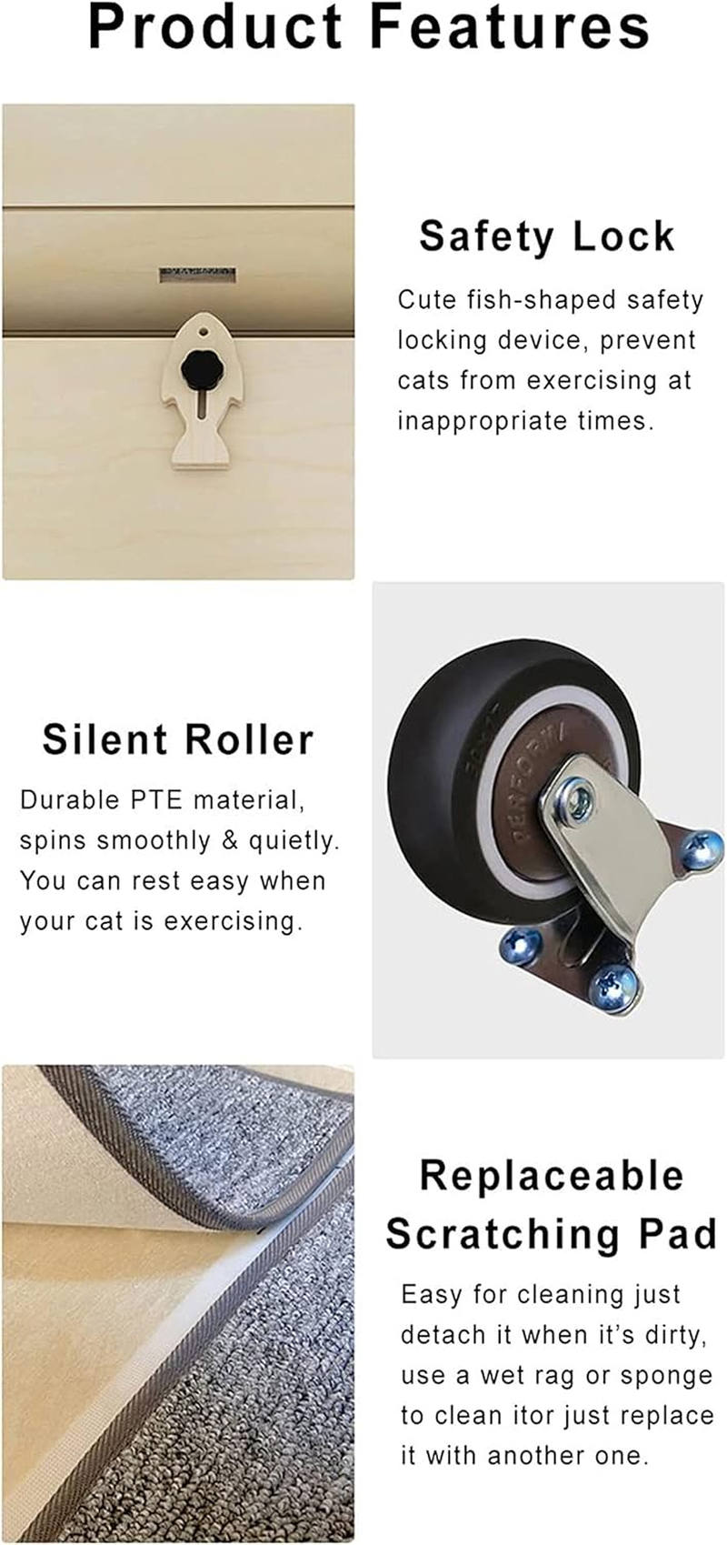 Cat Exercise Wheel,Running,Spinning,And Scratching Fun,Cat Spinning Wheel,Cat Treadmill with Carpeted Runway,Kitty Cat Sport Toy,Great for Physical Activity and Reducing Boredom,Pink-S image number 5