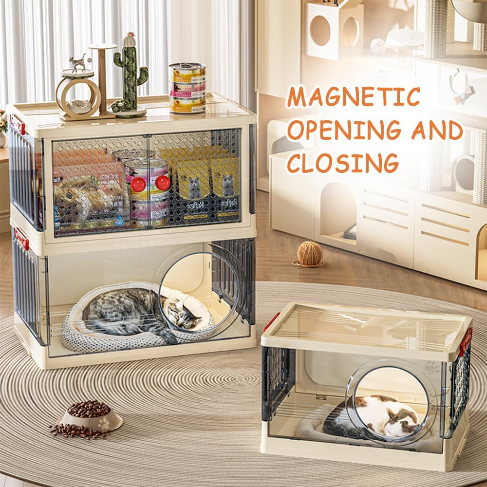 Multifunctional Cozy Cat House with Storage Cabinet, Easy Storage or Transport, Stackable and Portable, Spacious Enough, Perfect for Living Rooms, Bedrooms, Patios, Balconies, Ideal for Big Cats image number 3