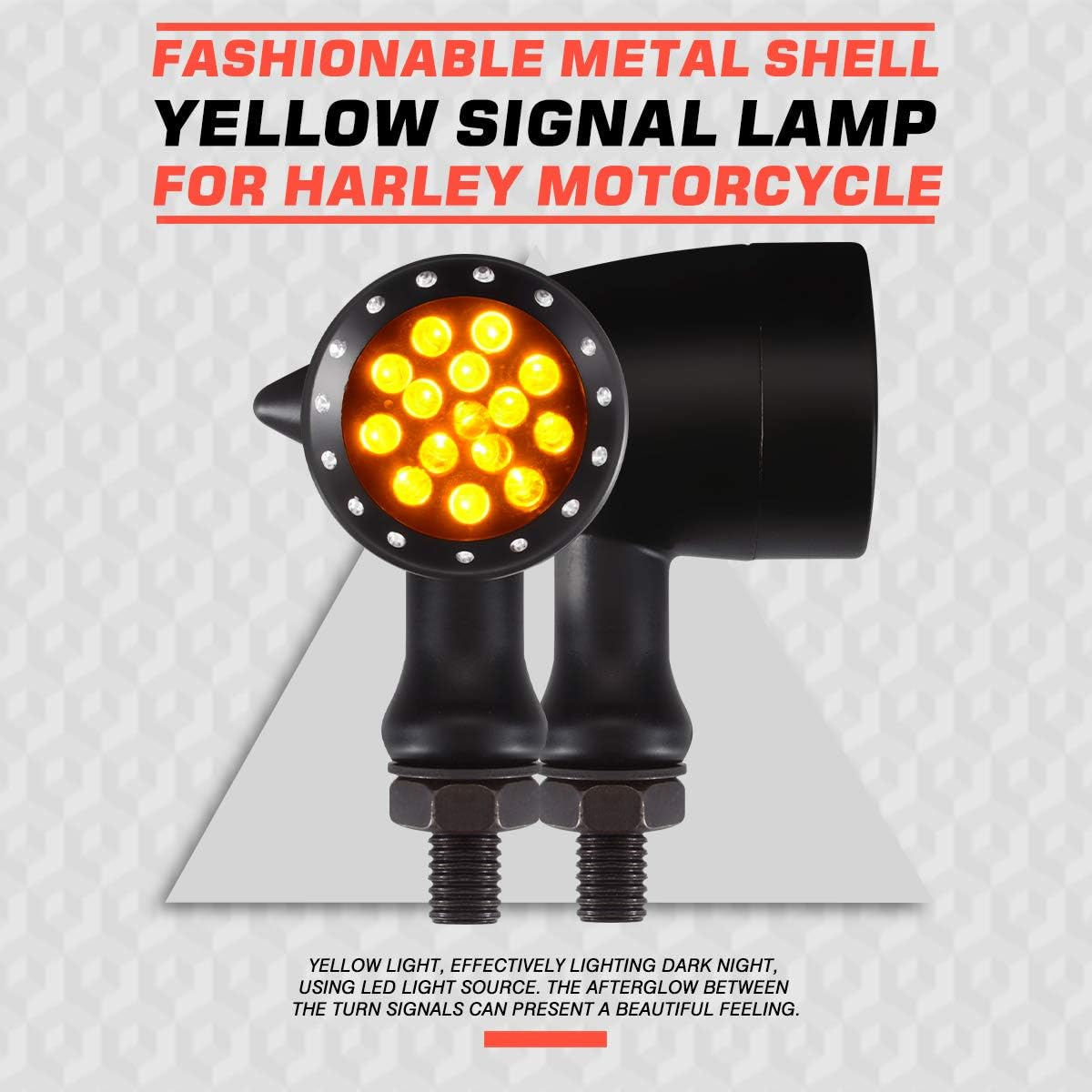 Katur Motorcycle Black Bullet Front Rear Turn Signal Fog Light Indicators Stop Light for Harley Motorcycle Cruiser Chopper Bobber - 2Pcs Amber image number 5