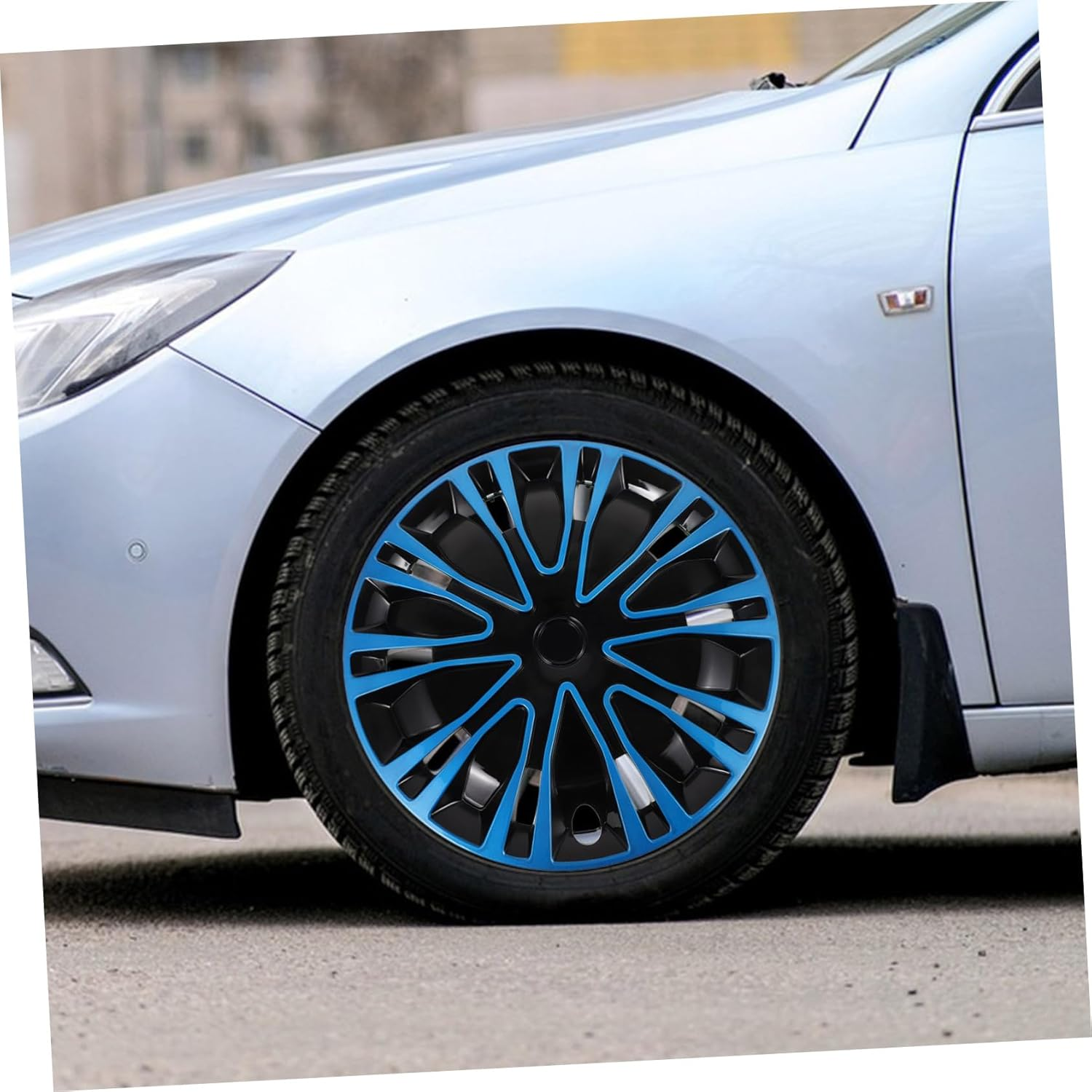 GRIRIW 15-Inch Blue Black Car Hubcap Wheel Cover Universal Automotive Decorative Hub Caps Vehicle Rim Cover for Passenger Cars image number 4