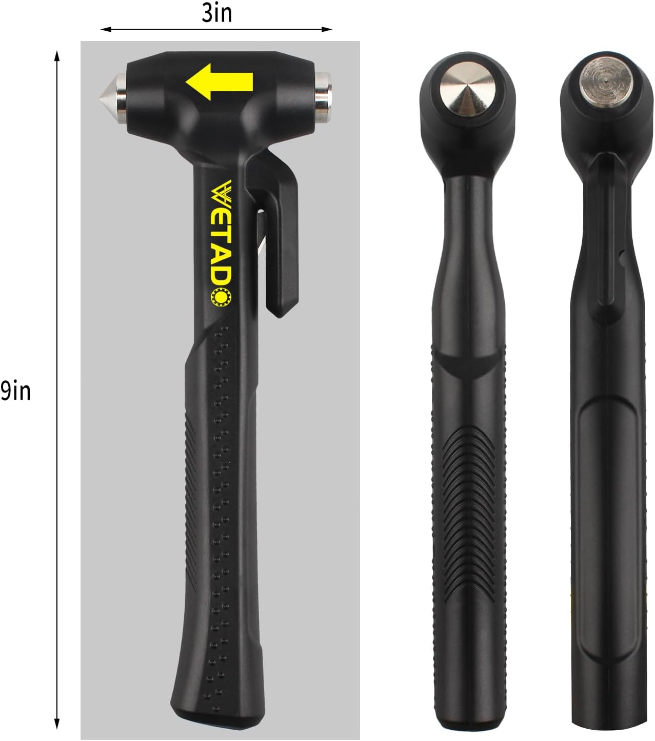 Wetado Car Safety Hammer Set, Seat Belt Cutter and Window Hammer Tool, Emergency Escape Tool Car Escape Tool 2-In-1 Seatbelt Cutter and Window Breaker, Glass Breaker Car Accessories Black - Dark Black image number 3