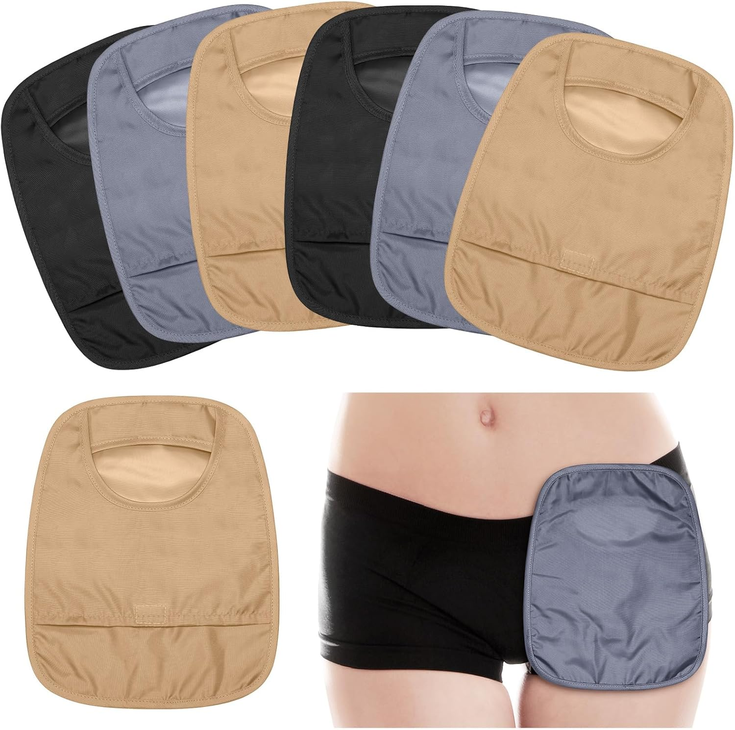 6 Pcs Ostomy Bag Covers Waterproof Ostomy Shower Cover Stretchy Lightweight Colostomy Bags with Opening for Ileostomy Care