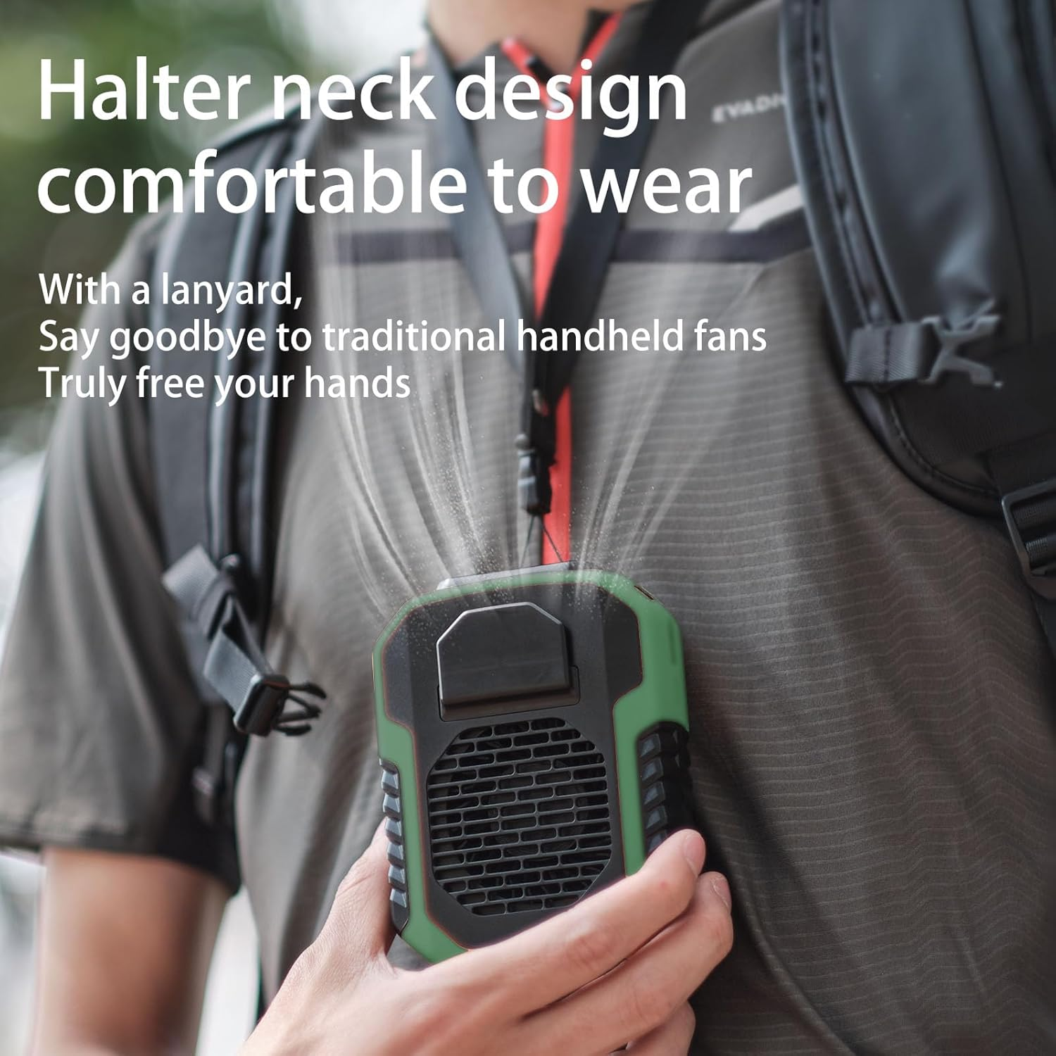 Portable Waist Fan, 6000Mah Personal Cooling Fan Clip on Wearable Belt, Rechargeable Belt Fan, 3 Speeds Wind, Hands-Free Neck Fan Shirt Fan for Camping/Travel/Sport/Outdoor Workers, Army Green