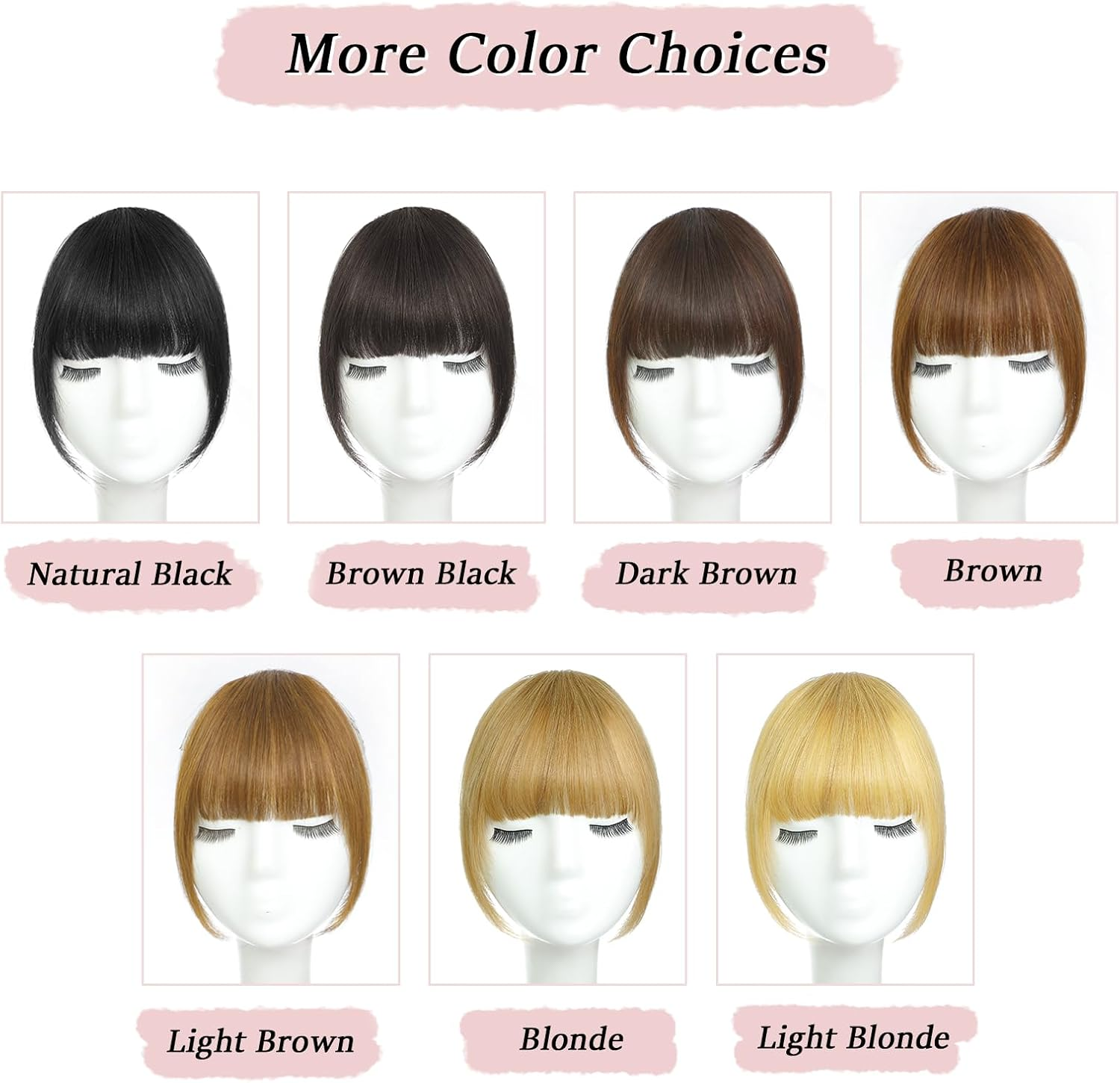 Clip in Bangs 100% Real Human Hair Black French Bangs Fringe with Temples Thick Curtain Bangs Clip on Bangs Curved Fake Bangs Hairpieces for Women for Daily Wear image number 5