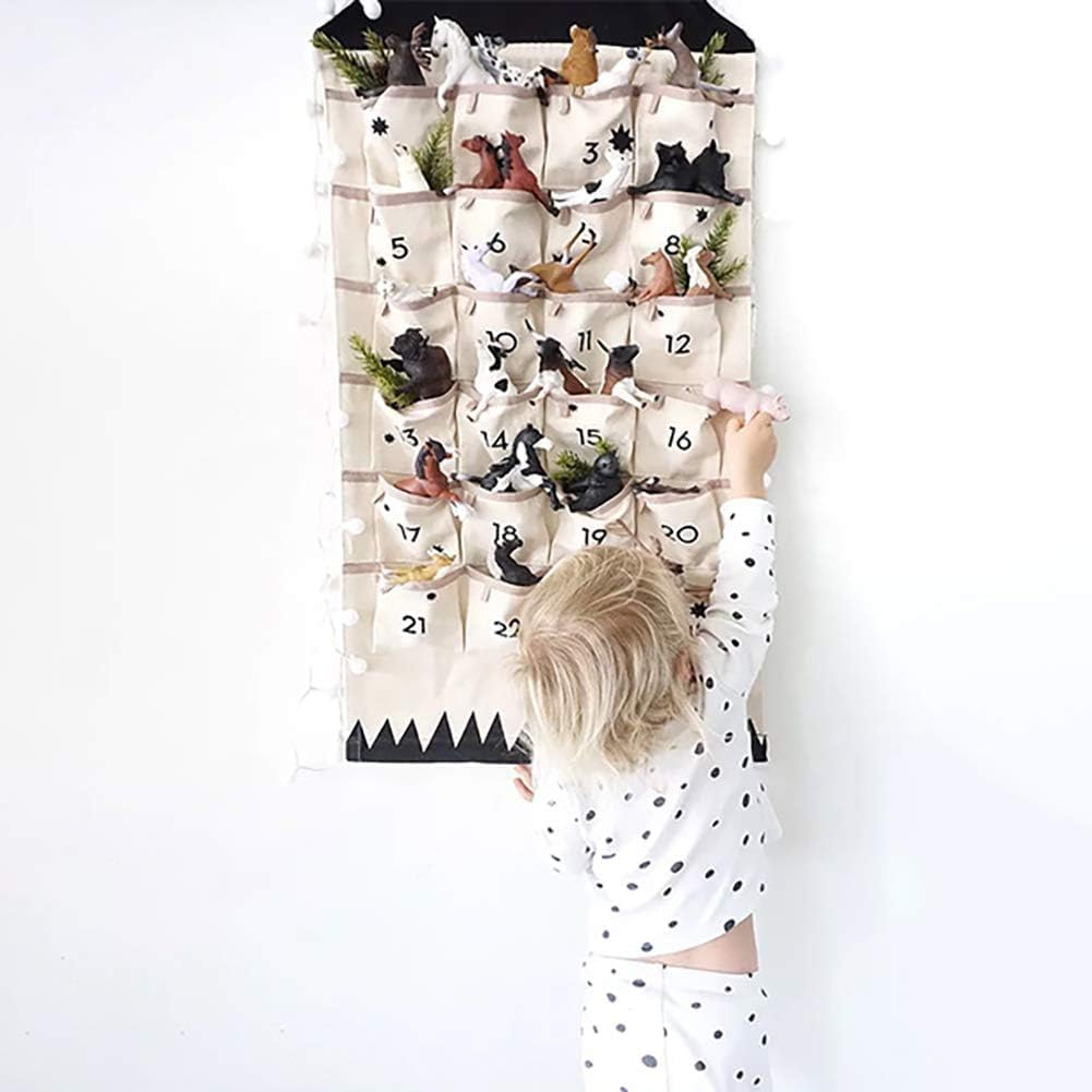 2021 Christmas Advent Calendar, Fabric Christmas Advent Calendars to Fill,Advent Hanging Calendar Christmas 2021 Countdown Cloth with 24 Pockets for Xmas Decorations image number 6