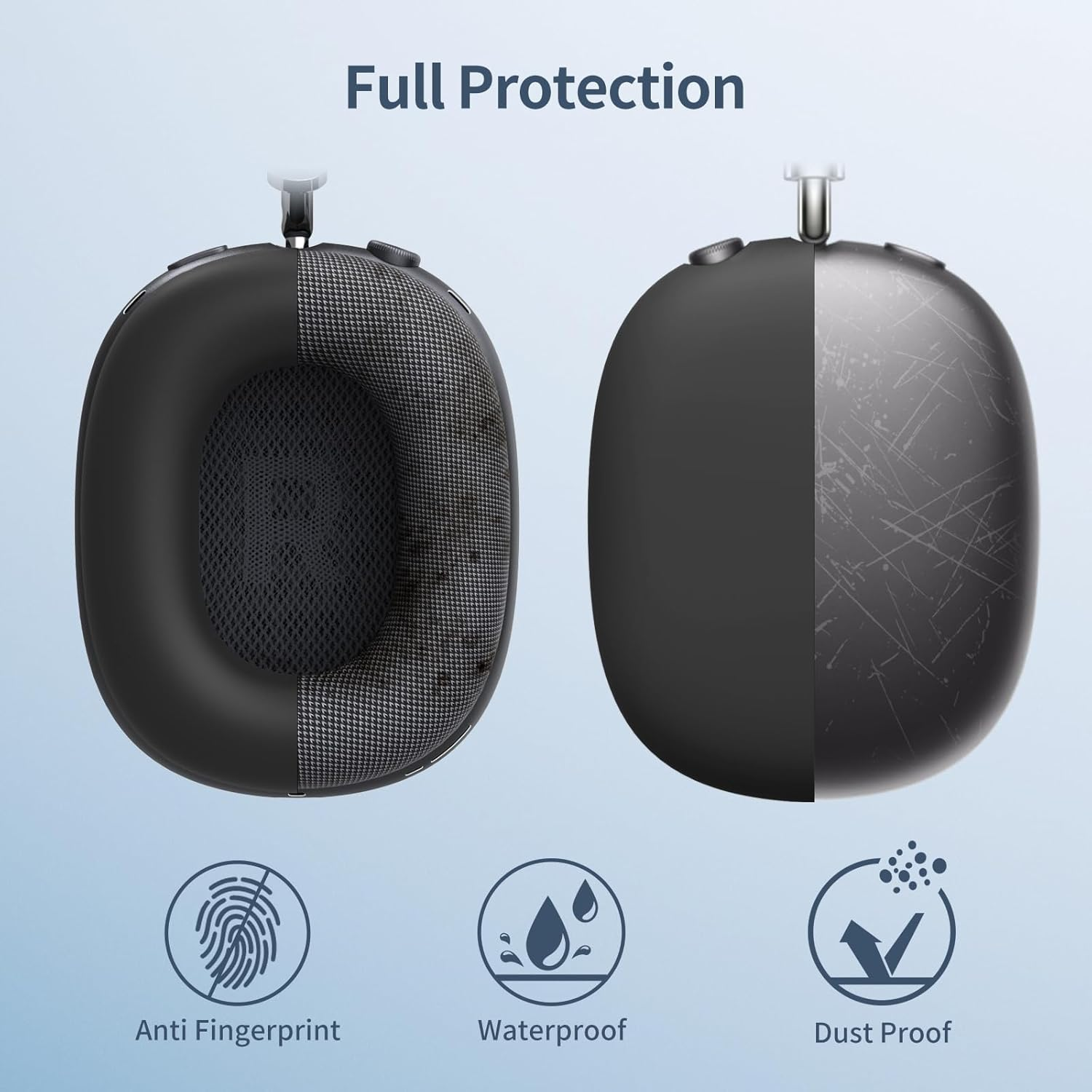 Fintie Silicone Case Cover for Airpods Max Headphones - Anti-Scratch Ear Cups and Headband Cover, Accessories Skin Protector (Black) - Green-Glow In The Dark image number 5