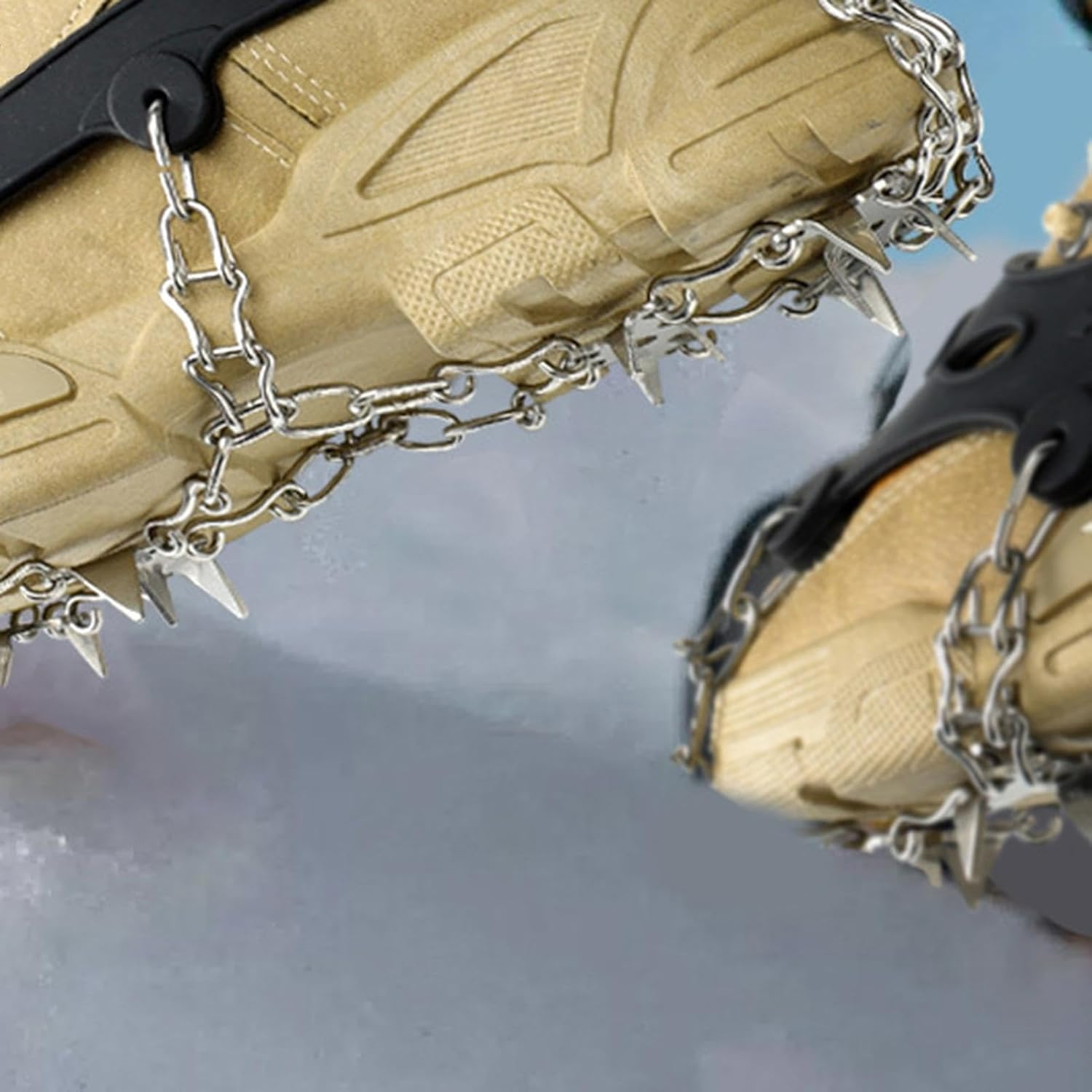 Ice Cleats | Snow Boot Covers 19 Stainless Steel Spikes Shoe Spikes | Slip Snow Spikes Shoes Cover for Winter ICY or Muddy Terrain Teenagers, Adults, Seniors - 19 Teeth (Xl Code) image number 2