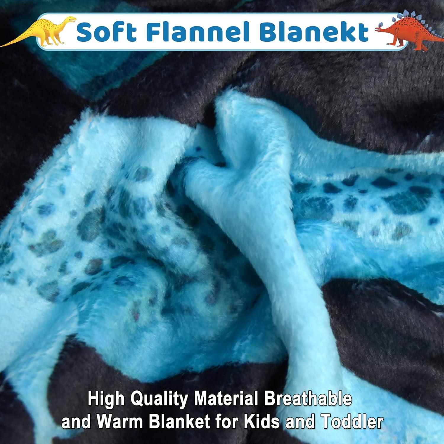 Kids Dinosaur Throw Blanket for Boys Girls, Cute Dinosaurs Blanket for Sofa Bedroom Living Room - 40X50 Inches Black Blanket Dino Perfect Kids Gifts for Boys Girls Christmas Birthday Gift image number 4