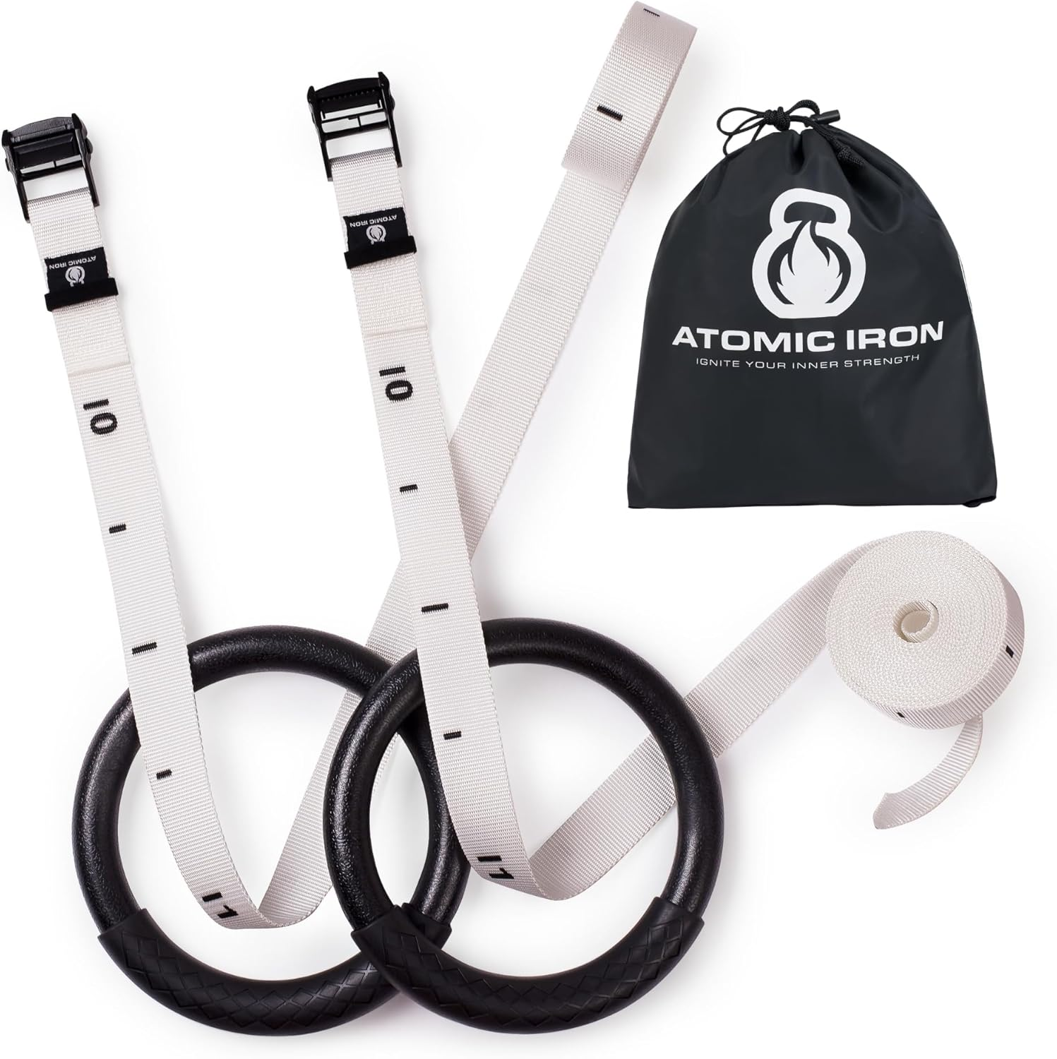 Outdoor Gymnastic Rings Premium with Grip Handle - Waterproof for outside Fitness & Calisthenics White