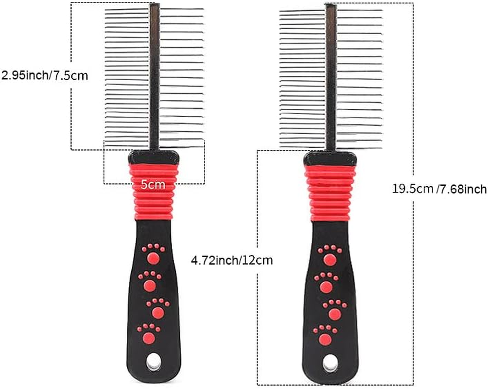 Dog Cat Comb, Dog Grooming Comb,Pet Cat Dog Grooming Brush Comb Trimmer Tool Double Sided Fur Rake Tool Pet Comb Stainless Steel round Wide Dense Teeth Metal Pet Combs image number 3
