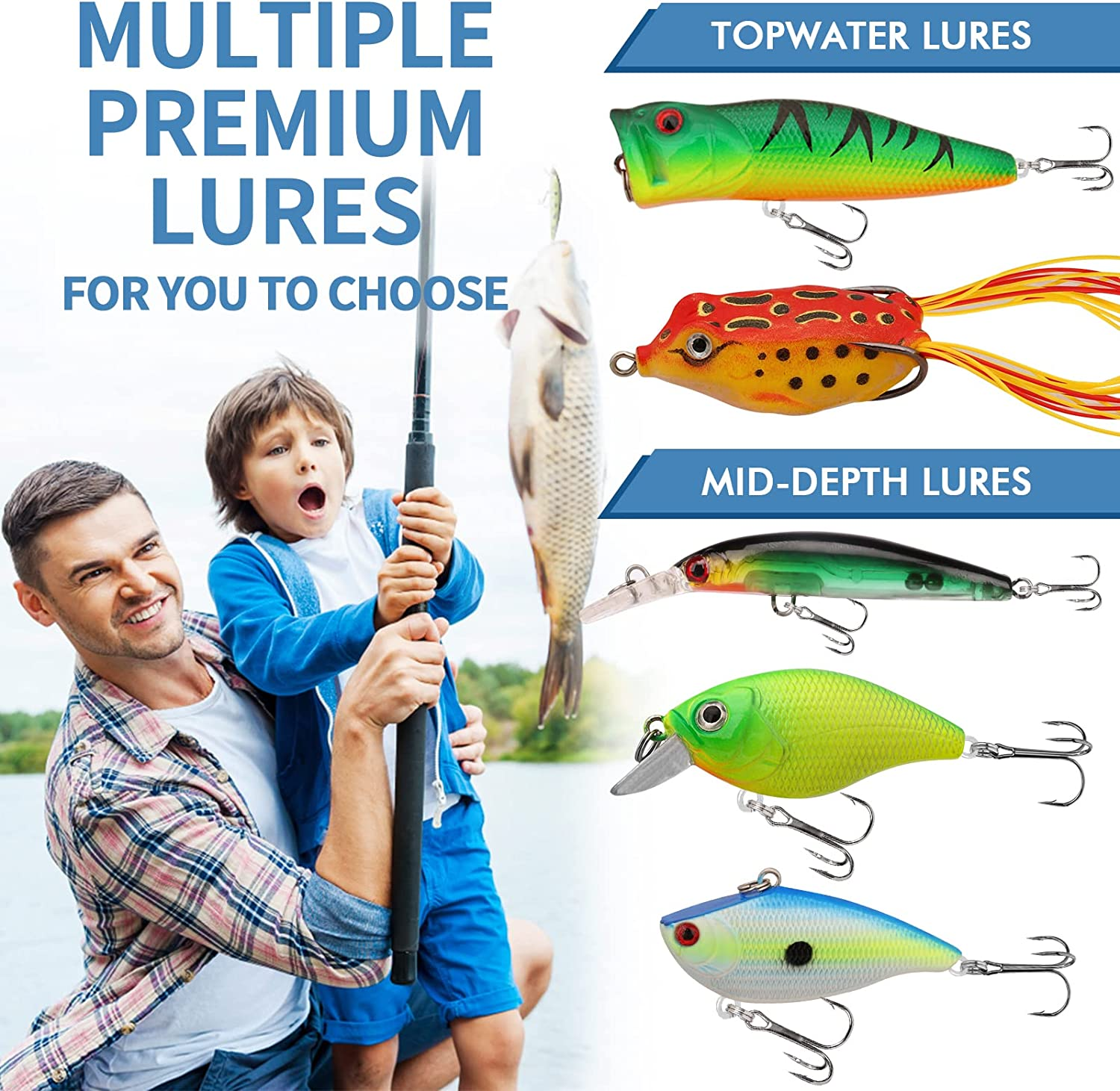 TRUSCEND Widely Used Fishing Bait Rigs Worth Ever Penny, Selected Fishing Lures & Tackle Kit for Starter Freshwater Fishing, Economic/Giftable/Premium Fishing Gear Set Available, Perfect Fishing Gifts - A-110Pcs Economic Kit image number 2