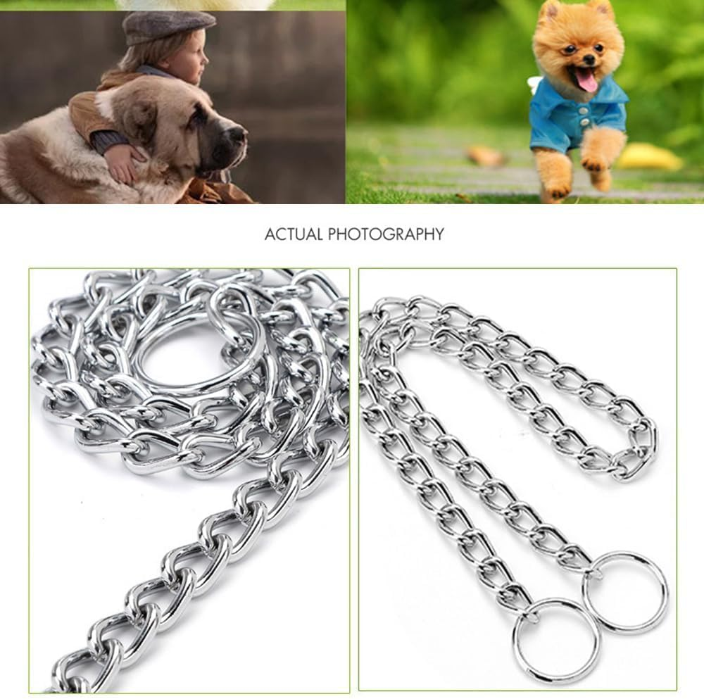 Chain Dog Collar, Prong Collar Adjustable Stainless Steel Chain Slip Collar, Strong, Durable, Weather Proof, Tarnish Resistant Metal, Best for Small Medium Large Dogs (Stainless Steel L) - Stainless Steel M image number 4