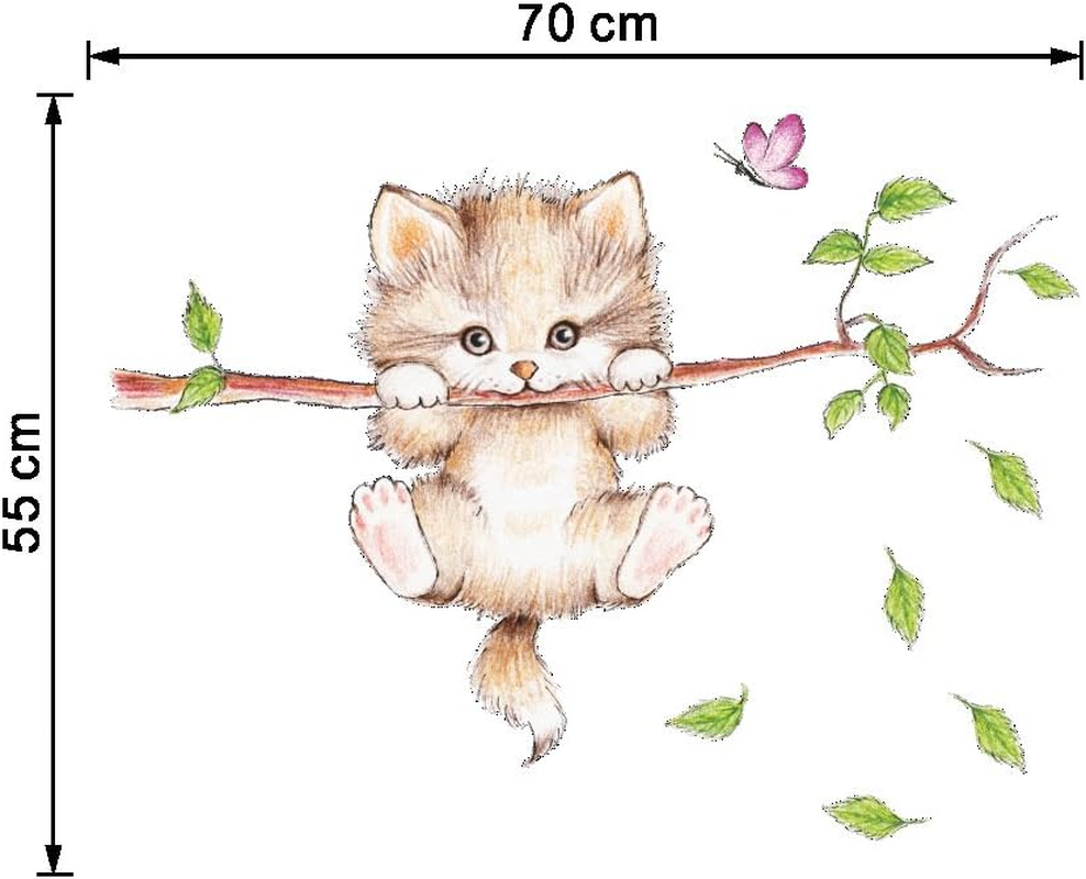 Cute Cat Branches Wall Decals - Removable Kitty Stickers Decor for Girls Bedroom, Kids Nursery, Bathroom Art - Black image number 4