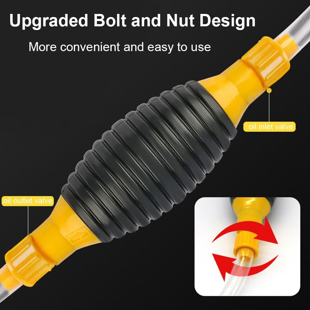 2024 Upgraded Siphone Hose Pump, High Flow Siphon Hand Pump with 2M Syphon Hose, Portable Manual Car Fuel Transfer Pump for Gas Gasoline Petrol Oil Diesel Liquid Water Fish Tank (2M Kit) image number 3