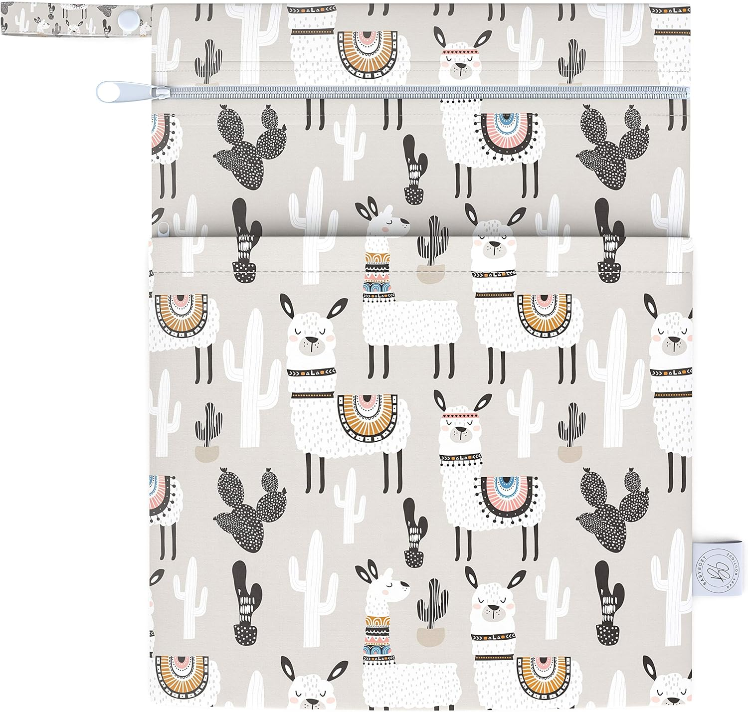 BABYBOET Cloth Diaper Wet Dry Bags 2PCS Waterproof Reusable with Double Zippered Pockets Travel Beach Pool Baby Items or Wet Clothes (Large, Alpaca & Sloth, 2PCS)