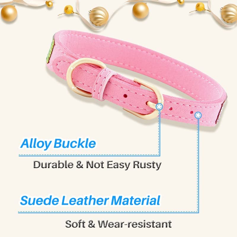 Kalevel Dog Collar Leather Rhinestone Cat Collar Personalized Pet Collar Supplies Adjustable with Metal Buckle Bling Black for Puppies Cats image number 1