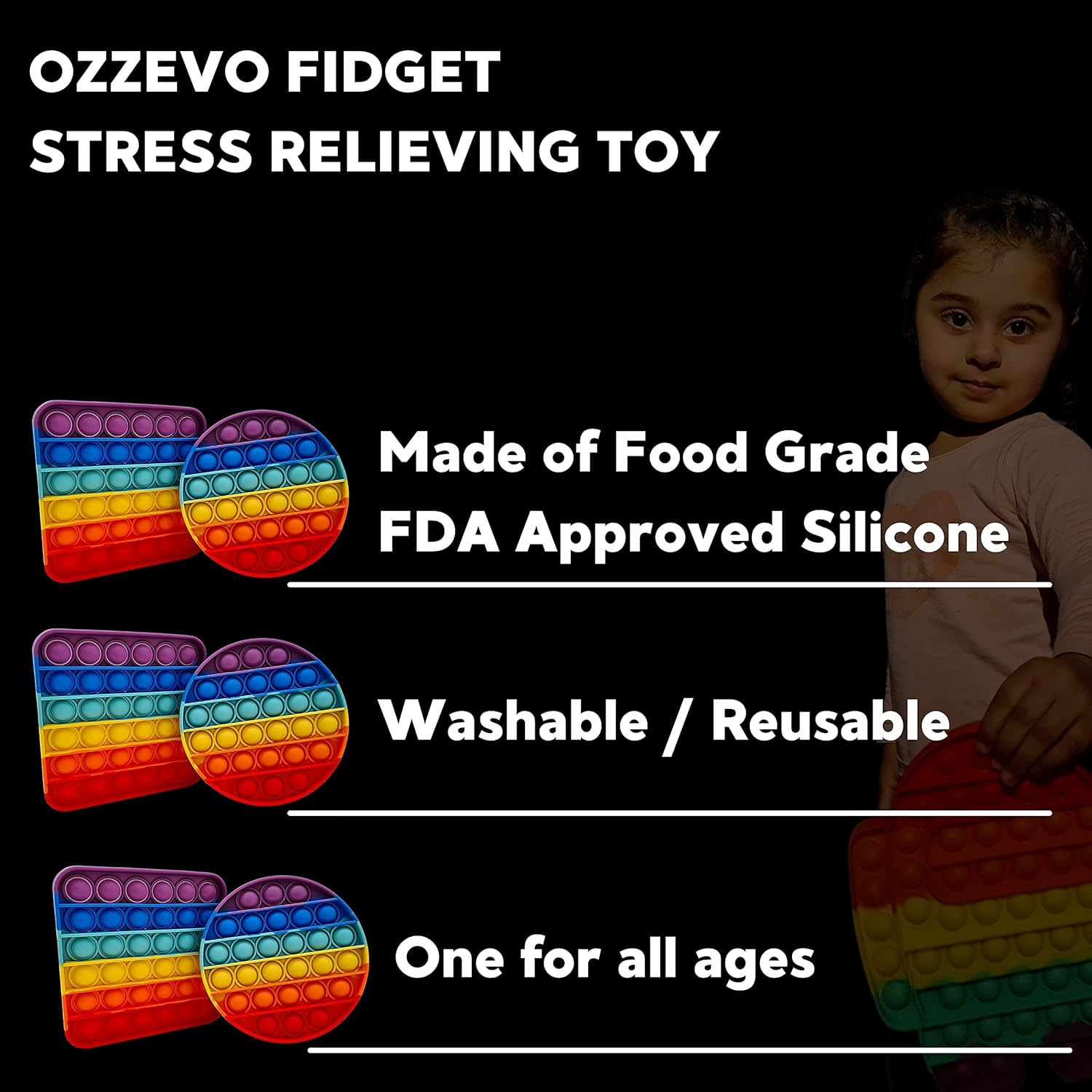 1 Pack Dinosaur Rainbow Pop Fidget Toys Poppet Its Push Pop Bubble Fidget Popping Sensory Toy for Kids and Adults Fidget Popper Stress Relief - 1 X Dinosaur image number 4