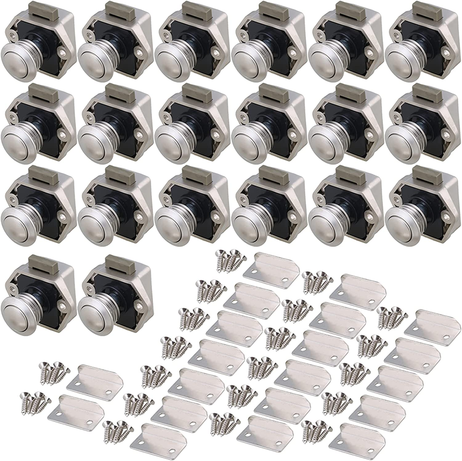 BQLZR Push Button Keyless Lock Latch Cupboard Caravan Lock for RV Drawer Cabinet Doors Thickness 15-27Mm Pack of 20 image number 4