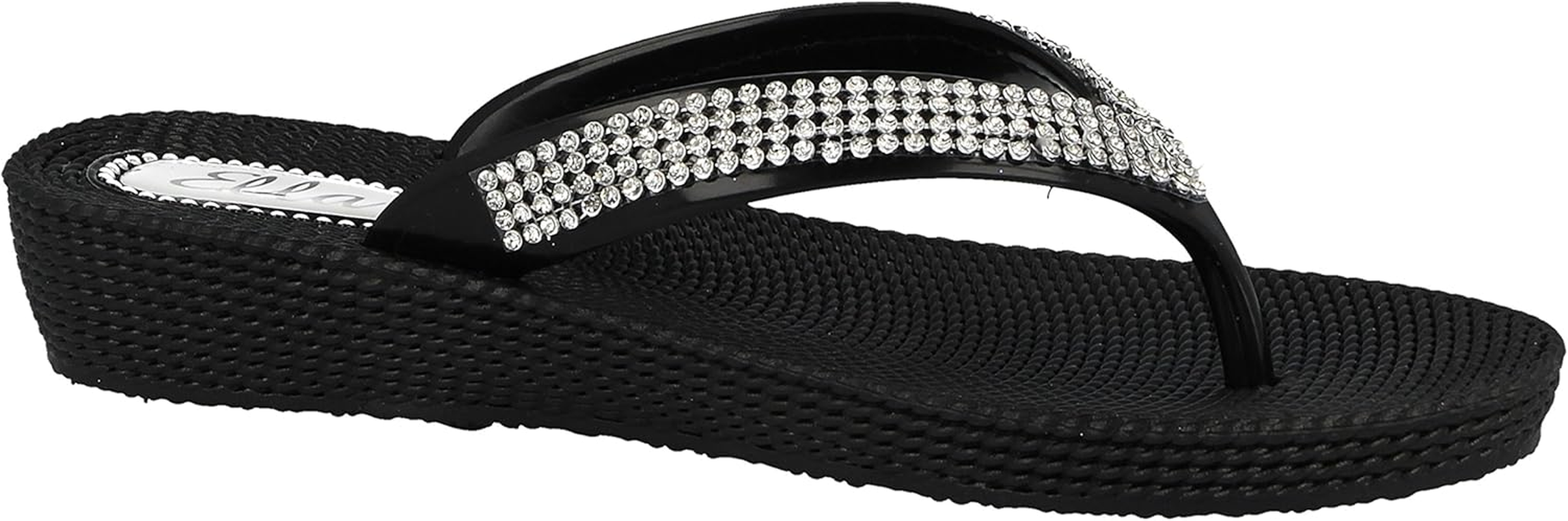 Ella Ladies S1 Diamante Toe Post Flat Low Wedge Jelly Flip Flop Summer Sandals Size 3-8 image number 6