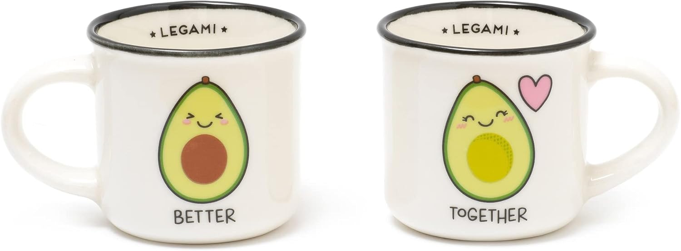 Legami - Espresso for Two Porcelain Coffee Cups, New Bone China, Capacity: 50 Ml, Avocado Theme, Dishwasher and Microwave Safe, MM0016 image number 1