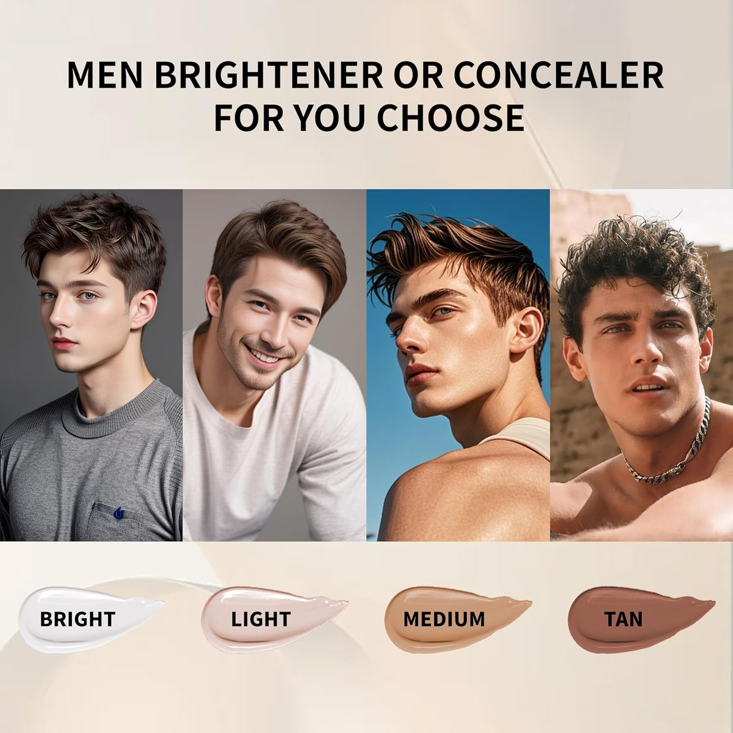 Men'S Foundation,Hydrating Non-Greasy Tinted Moisturizer for Men, Long Lasting Matte Concealer Full Coverage Men BB Cream CC Cream Foundation for All Skin Types, 30G/1.05 Oz (Tan Color, M) image number 1