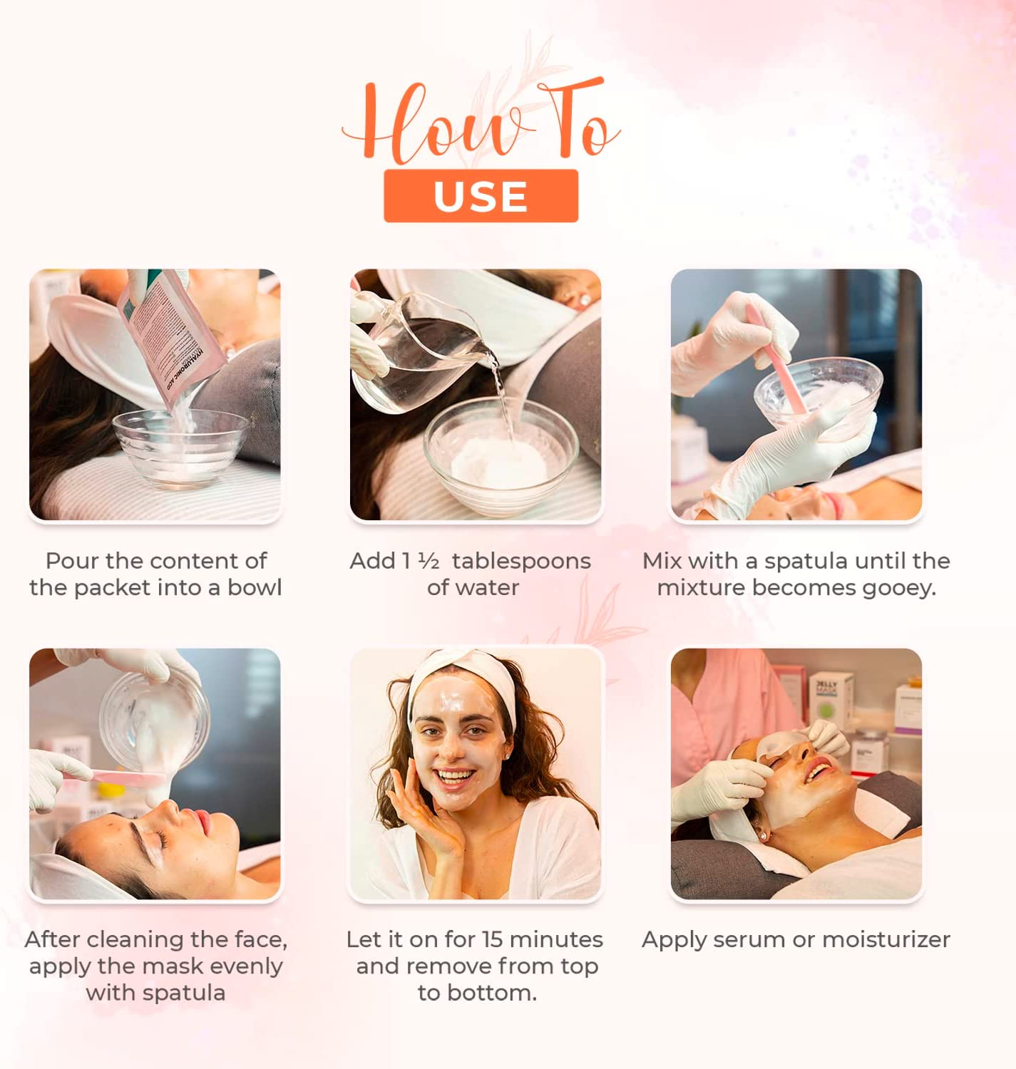 BR&Uuml;UN Peel-Off Jelly Mask Hydrating Premium Modeling Rubber Mask Spa Set - 10 Treatments (24K Gold, Lavender, Kiwi, Peppermint, Egyptian Rose, Matcha, Chamomile, Tea Tree, Jazmine) image number 5