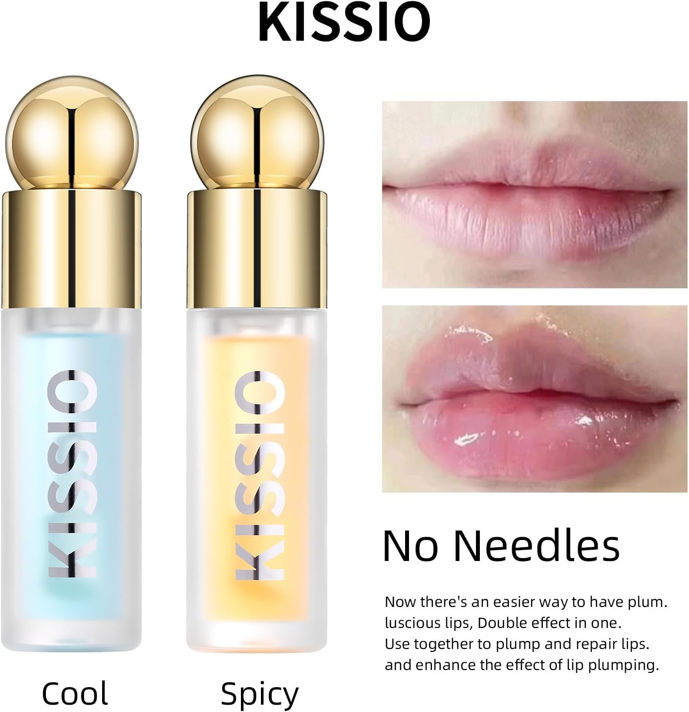 KISSIO Plumping Lip Gloss,Plumping,Moisturize and Elasticity,Lip Plumper and Lip Care for Day and Night Use,With Ginger,Peppermint and Jojoba Oil,Clear,10 Ml image number 5
