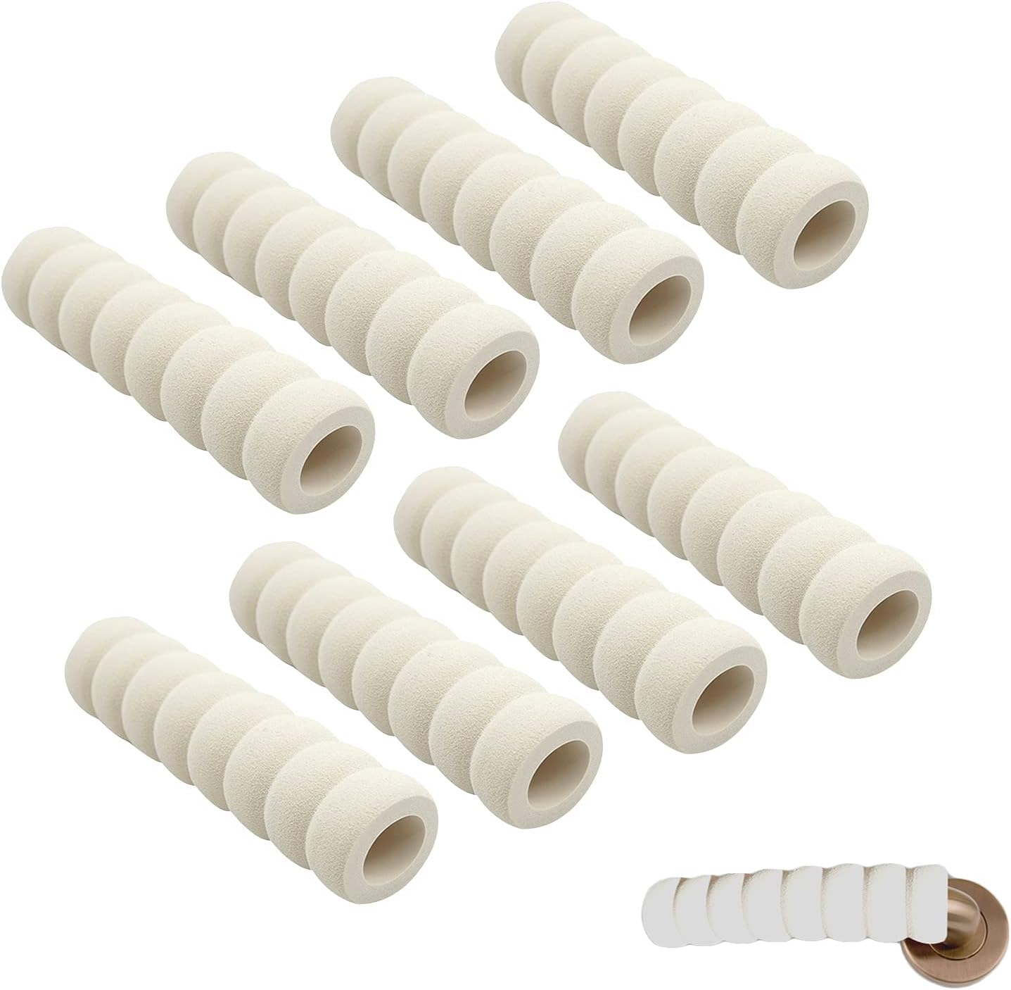 Door Handle Cover Foam, Foam Door Handle Bumper, 8-Piece Door Handle Protector, Door or Window Handle Protector, Childrens Home Protection, Anti-Static, Safe (White) image number 3