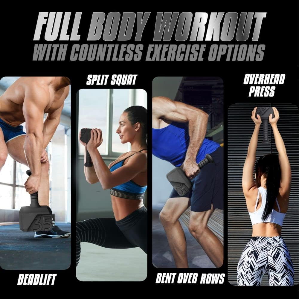 Yes4All Hammer Kettlebells 15, 25, 35 Lbs - Cast Iron Weights anti Slip Powder Coated Handle - Workout Strength Training Gym Equipment, Weightlifting - I.35Lb - Single image number 4