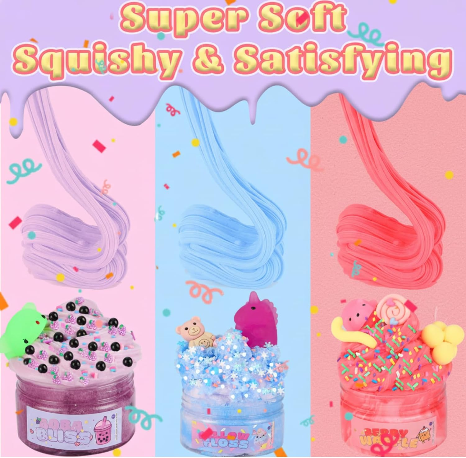 HUPPI BB Slime Kit Colour Changing Sweet Treat Trio - Scented, Stretchy, Fluffy, No Fuss Slime Set for Kids & Teens image number 5