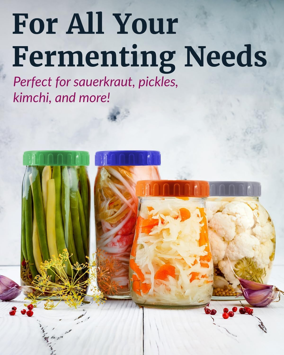 Set of 4 Fermentation Weight, Easy Grip Glass Fermenting Weights, Perfect Fit for Wide Mouth Mason Canning Jars, Highly Durable Soda-Lime Glass Fermentation Kit for Sauerkraut, Kimchi & More