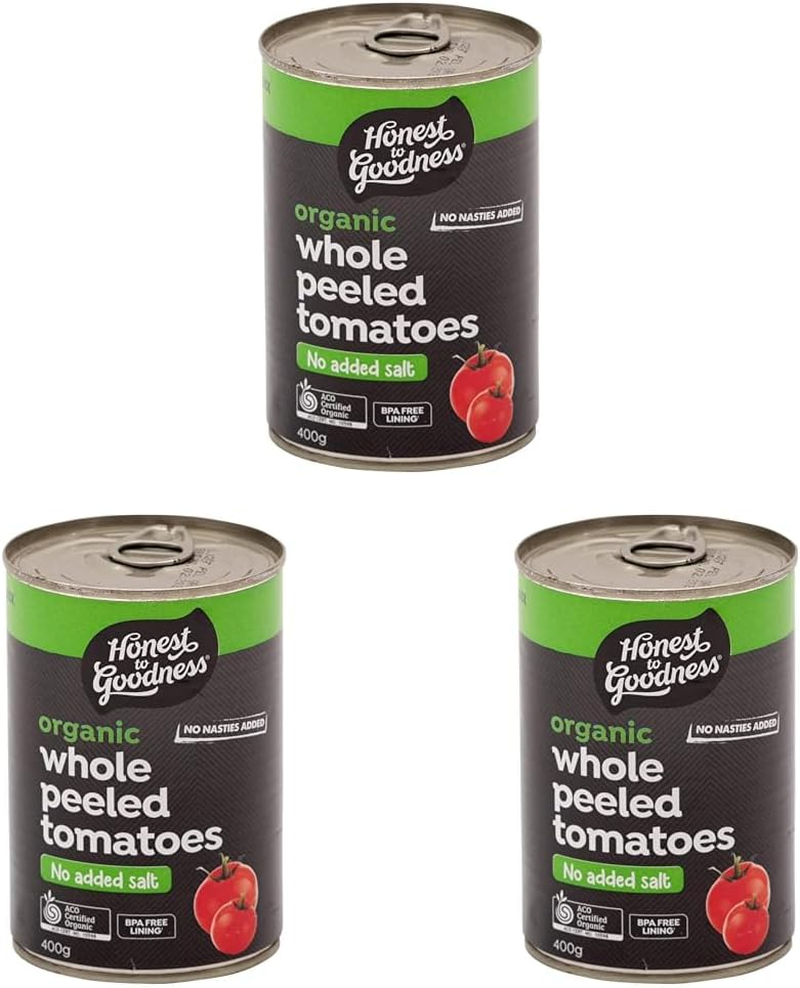 Honest to Goodness Organic Whole Peeled Tomatoes, 400 Grams - Sourced from 100% Organic Ripe Cherry Tomatoes in Italy. Burst of Rich and Sweet Goodness. image number 1