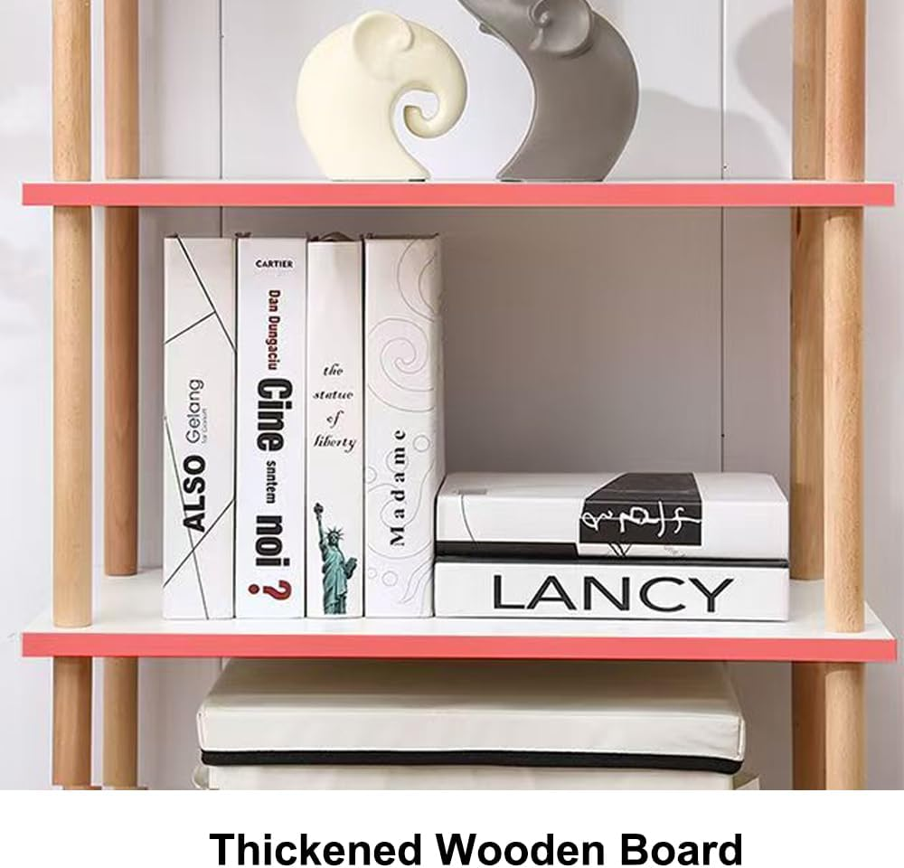 Hbluefat 4-Tier Solid Wood Shelf Bookcase, Modern Open Narrow Bookshelf, Free Standing Storage Rack, Multifunctional Display Stand for Home Office (White) image number 3