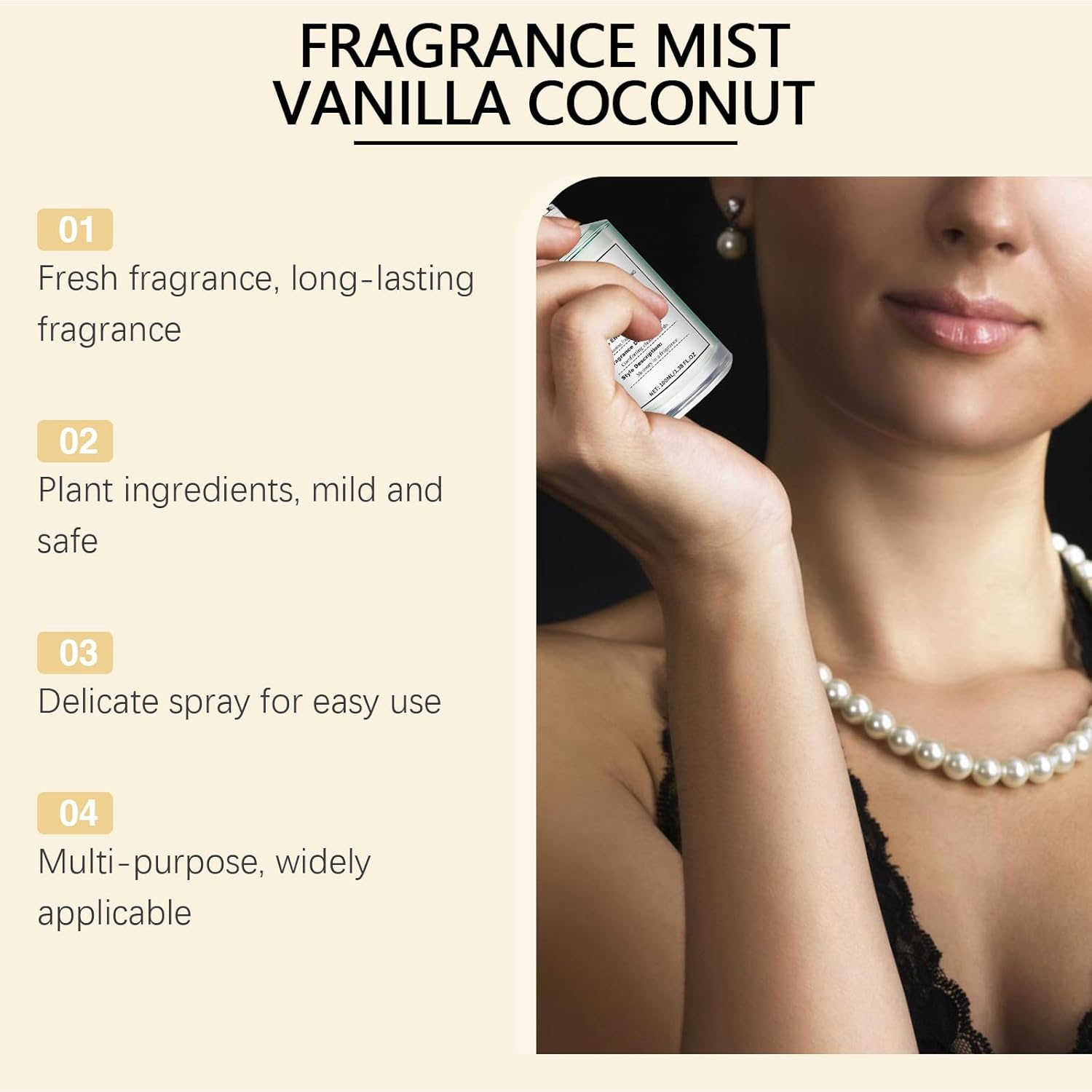 Vanilla Coconut Fragrance Mist &ndash; Long-Lasting Perfume Spray for Women & Men, Sweet Scented Body & Hair Mist with Natural Oils, Lightweight Hydrating Perfume Ideal for Mom, Wife, Daughter, Friends (01) image number 1