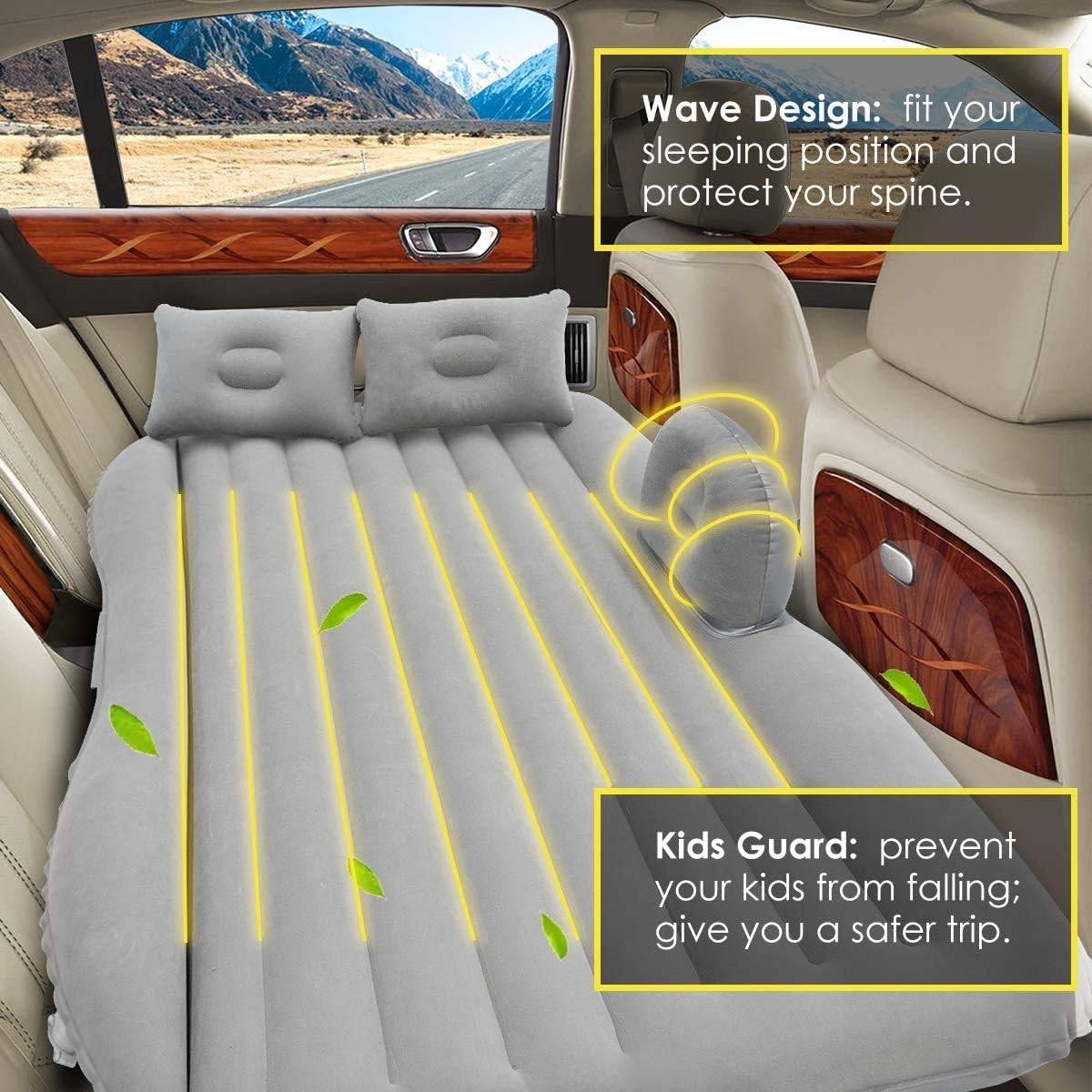 EZONEDEAL Car Mattress SUV for Back Seat & Half Trunk, Thickened Inflatable Mattress Camping Mattress Car Bed Camping Bed with with 2 Air Mattress Pillow and Pump, Double-Side Design for SUV, Car image number 3